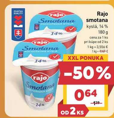 Rajo smotana kyslá, 14% 180 g