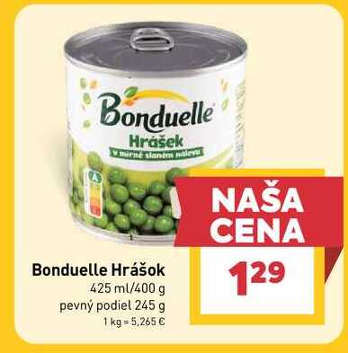 Bonduelle Hrášok 425 ml/400 g pevný podiel 245 g