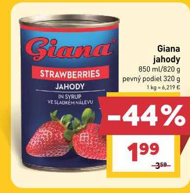 Giana jahody 850 ml/820 g pevný podiel 320 g