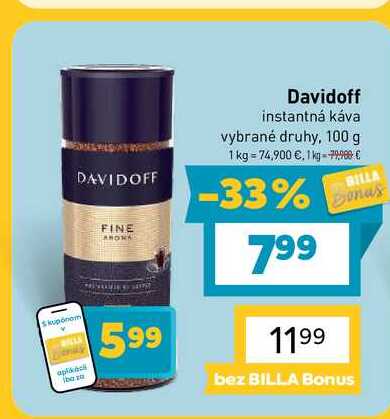 Davidoff instantná káva vybrané druhy, 100 g  v akcii