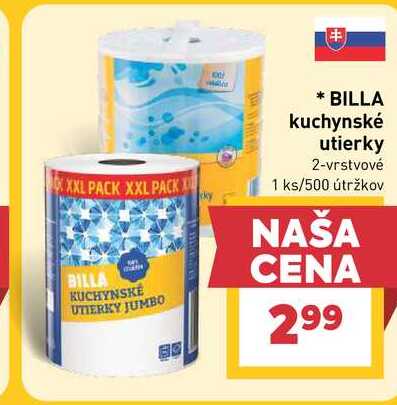 BILLA kuchynské utierky 2-vrstvové 1 ks/500 útržkov