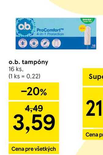 o.b. tampóny 16 ks
