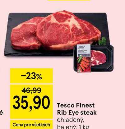 Tesco Finest Rib Eye steak chladený, balený, 1 kg 
