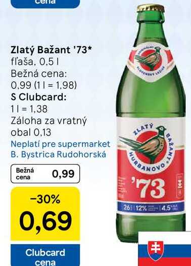 Zlatý Bažant '73* fľaša, 0,5l