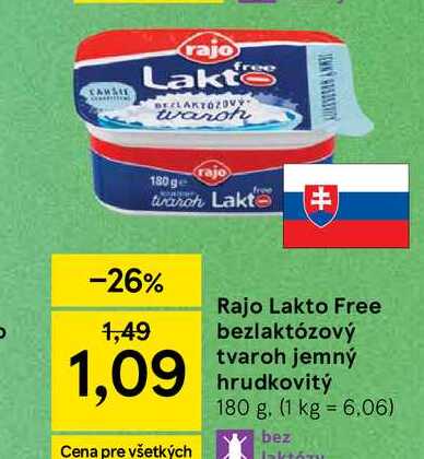 Rajo Lakto Free bezlaktózový tvaroh jemný hrudkovitý 180 g