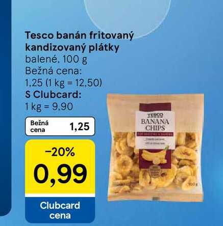 Tesco banán fritovaný kandizovaný plátky balené 100 g