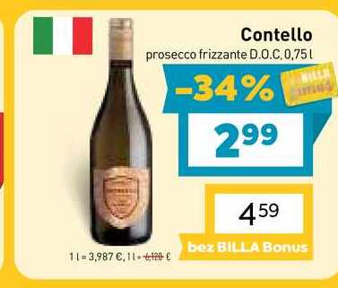 Contello prosecco frizzante D.O.C, 0,75l