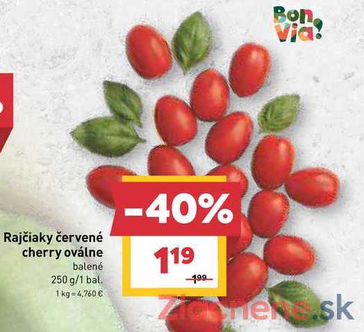 Rajčiaky červené cherry oválne balené 250 g/1 bal. 
