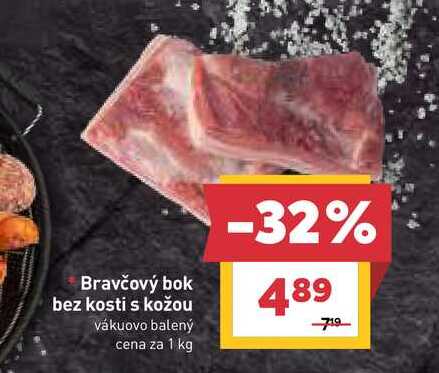 Bravčový bok bez kosti s kožou vákuovo balený cena za 1 kg 
