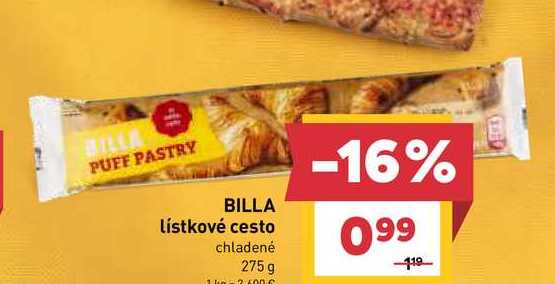 BILLA lístkové cesto chladené 275 g
