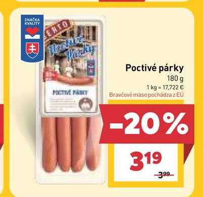 Poctivé párky 180 g
