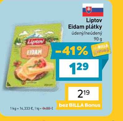 Liptov Eidam plátky údený/neúdený 90g