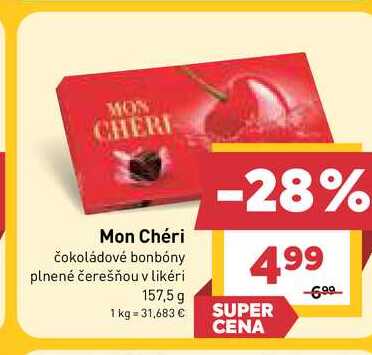 Mon Chéri čokoládové bonbóny plnené čerešňou v likéri 157,5 g