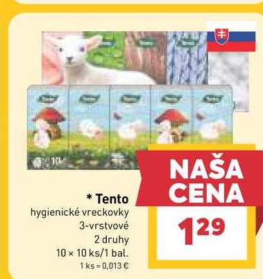 Tento hygienické vreckovky 3-vrstvové 2 druhy 10 x 10 ks/1 bal.