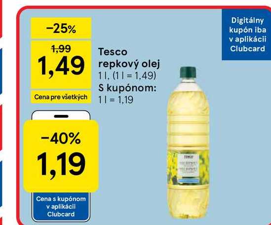 Tesco repkový olej 1l
