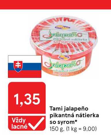 Tami jalapeño pikantná nátierka so syrom 150 g