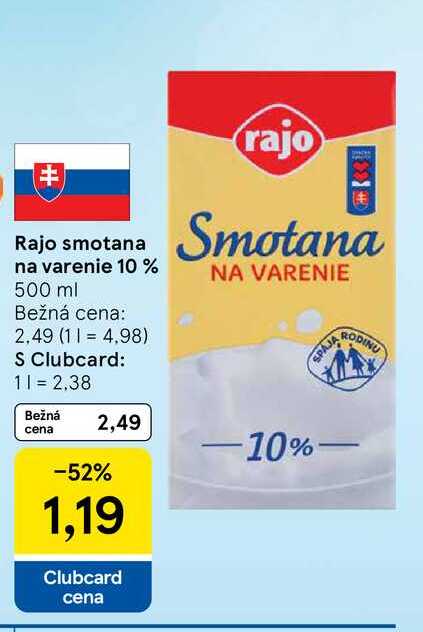 Rajo smotana na varenie 10 % 500 ml