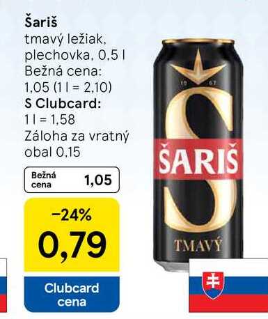 Šariš tmavý ležiak, plechovka, 0.5l
