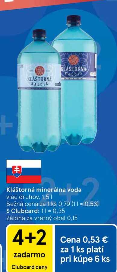 Kláštorná minerálna voda viac druhov 1.5l