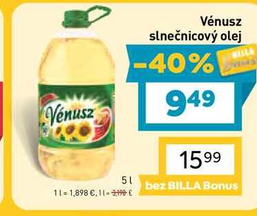 Vénusz slnečnicový olej 5l v akcii