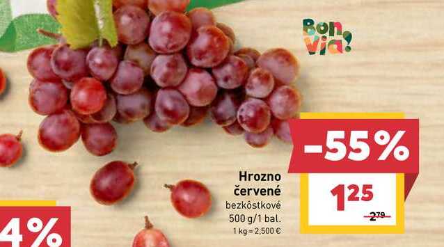 Hrozno červené bezkôstkové 500 g/1 bal.
