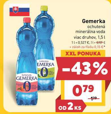 Gemerka ochutená minerálna voda viac druhov, 1,5l v akcii