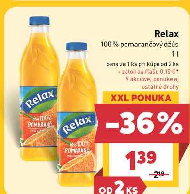 Relax 100% pomarančový džús 1l PET