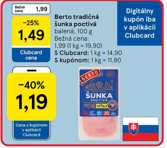 Berto tradičná šunka poctivá 100 g