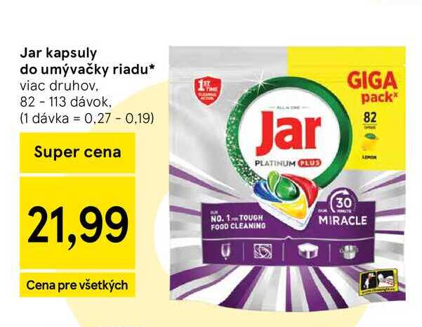 Jar kapsuly do umývačky riadu 82 - 113 dávok