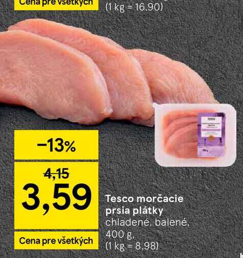 Tesco morčacie prsia plátky chladené, balené 400 g