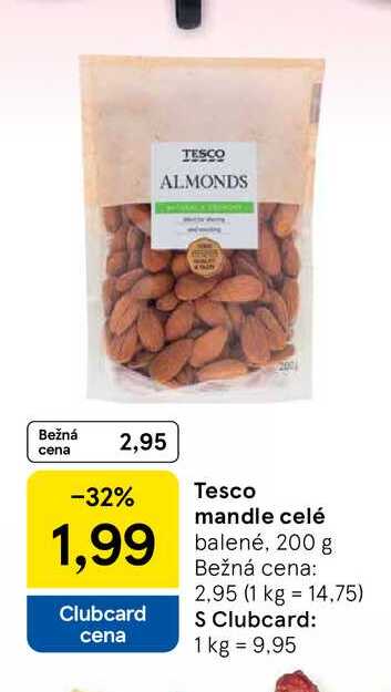 Tesco mandle celé balené, 200 g