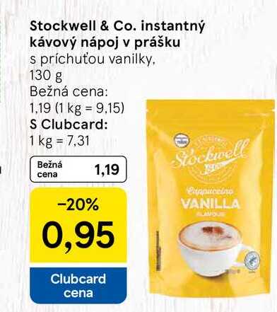 Stockwell & Co. instantný kávový nápoj v prášku s príchuťou vanilky, 130 g
