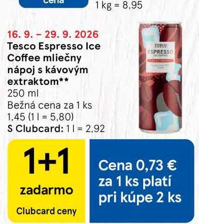 Tesco Espresso Ice Coffee mliečny nápoj s kávovým extraktom 250 ml