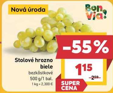 Stolové hrozno biele bezkôstkové 500 g/1 bal.