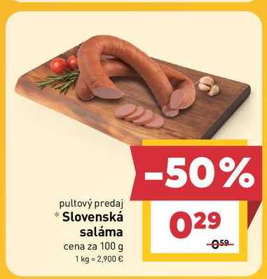 Slovenská saláma cena za 100 g