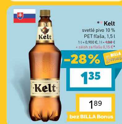 Kelt svetlé pivo 10% PET fľaša, 1,5l v akcii