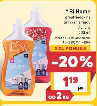 Bi Home prostriedok na umývanie riadu 3 druhy 500 ml