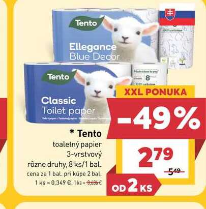 Tento toaletný papier 3-vrstvový rôzne druhy, 8 ks/1 bal.