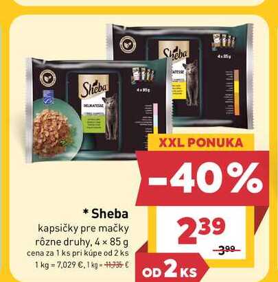 Sheba kapsičky pre mačky rôzne druhy, 4 x 85 g