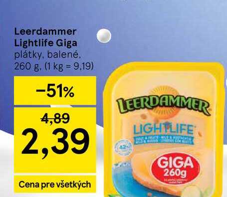 Leerdammer Lightlife Giga plátky, balené 260 g