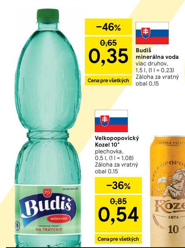 Budiš minerálna voda viac druhov 1,5l v akcii