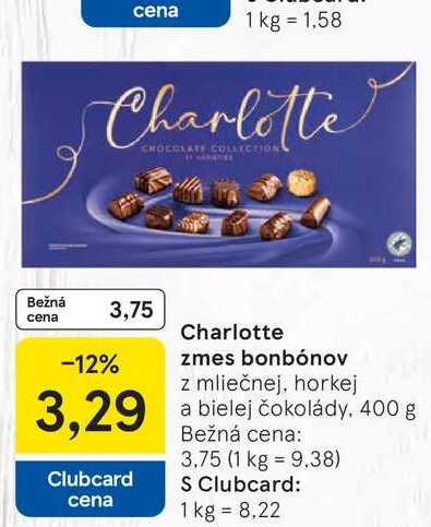 Charlotte zmes bonbónov z mliečnej, horkej a bielej čokolády, 400 g
