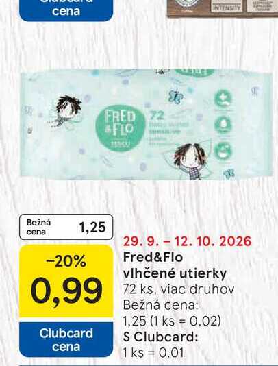 Fred&Flo vlhčené utierky 72 ks