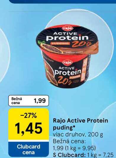 Rajo Active Protein puding viac druhov 200 g