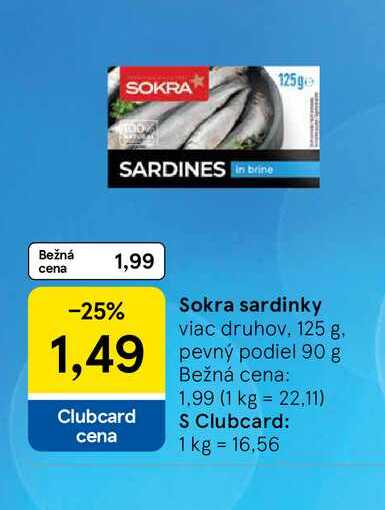 Sokra sardinky viac druhov, 125 g