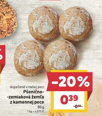 Pšenično-zemiaková žemľa z kamennej pece 80 g