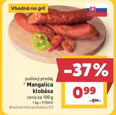 Mangalica klobása cena za 100 g