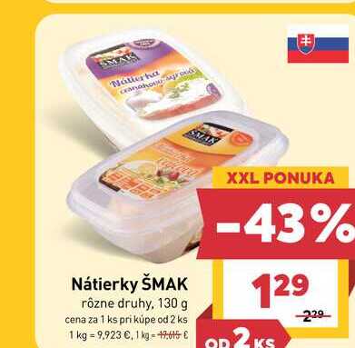 Nátierky ŠMAK rôzne druhy, 130 g