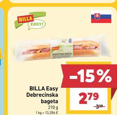 BILLA Easy Debrecínska bageta 210 g