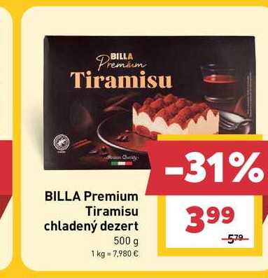 BILLA Premium Tiramisu chladený dezert 500 g